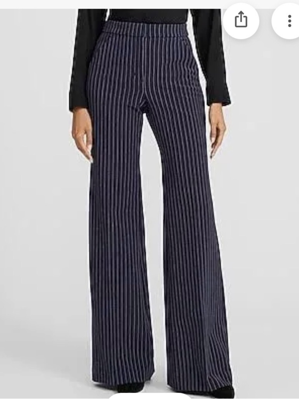 NWT Express Editor Flare Trousers High Rise Navy Pinstripe Pants -  12R